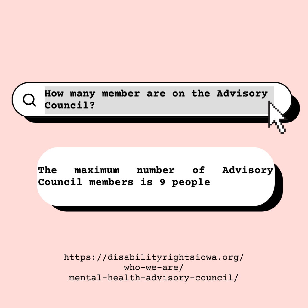 Internet search bar that reads “How many members are on the Advisory Council? The maximum number of Advisory Council members is 9 people”